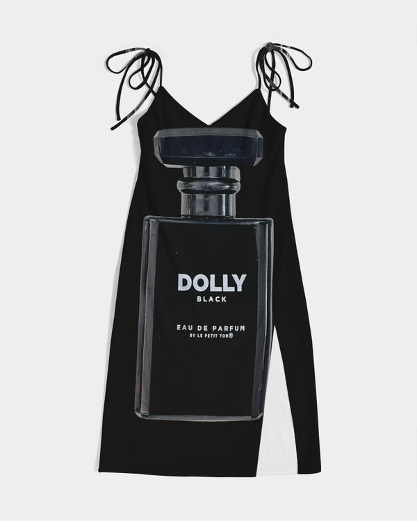 DOLLY BLACK PERFUME BOTTLE Women's Tie Strap Split Dress black