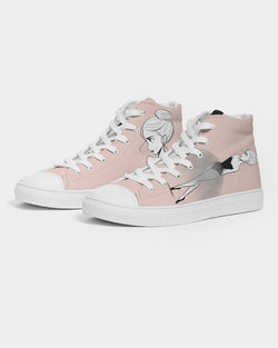 DOLLY DOODLING Ballerina Ballet Blush Pink Women's Hightop Canvas Shoe