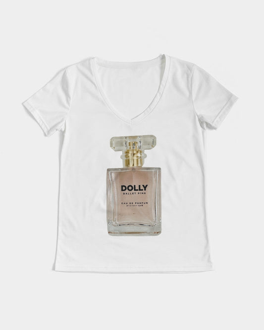 DOLLY BALLET PINK PERFUME BOTTLE Women's V-Neck Tee