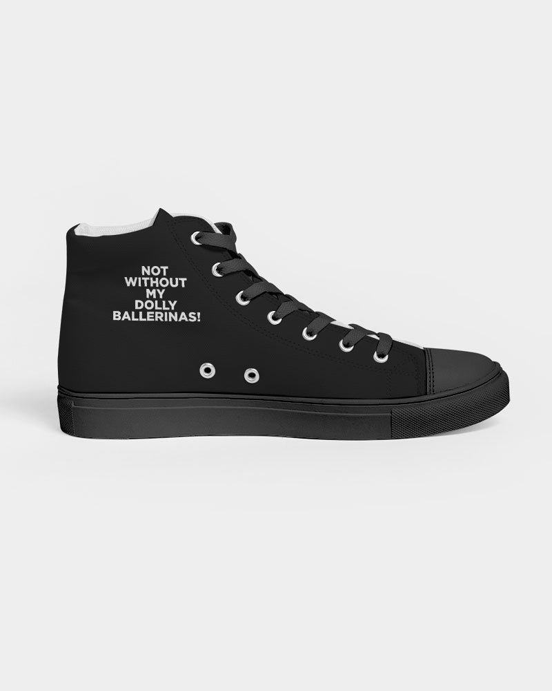 NOT WITHOUT MY DOLLY BALLERINAS WITH GOLD BALLERINAS Women's Hightop Canvas Shoe black