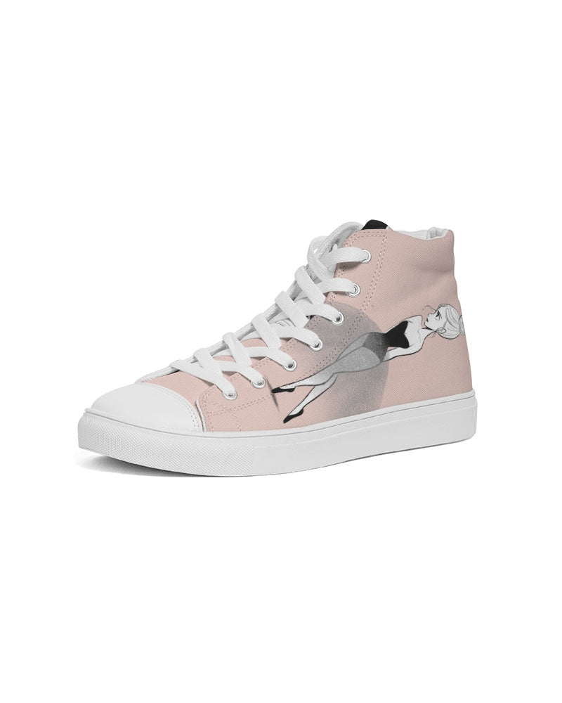 DOLLY DOODLING Ballerina Ballet Blush Pink Women's Hightop Canvas Shoe
