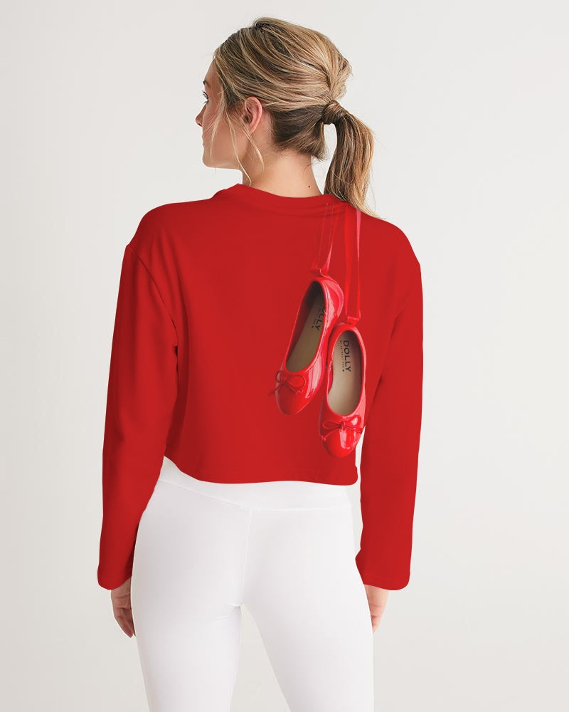NOT WITHOUT MY DOLLY BALLERINAS WITH RED BALLERINAS Women's Cropped Sweatshirt
