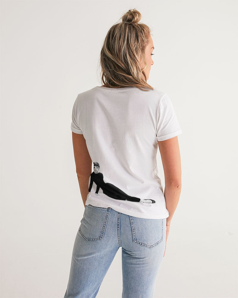 Icono de DOLLY Audrey Hepburn Camiseta con cuello en V para mujer