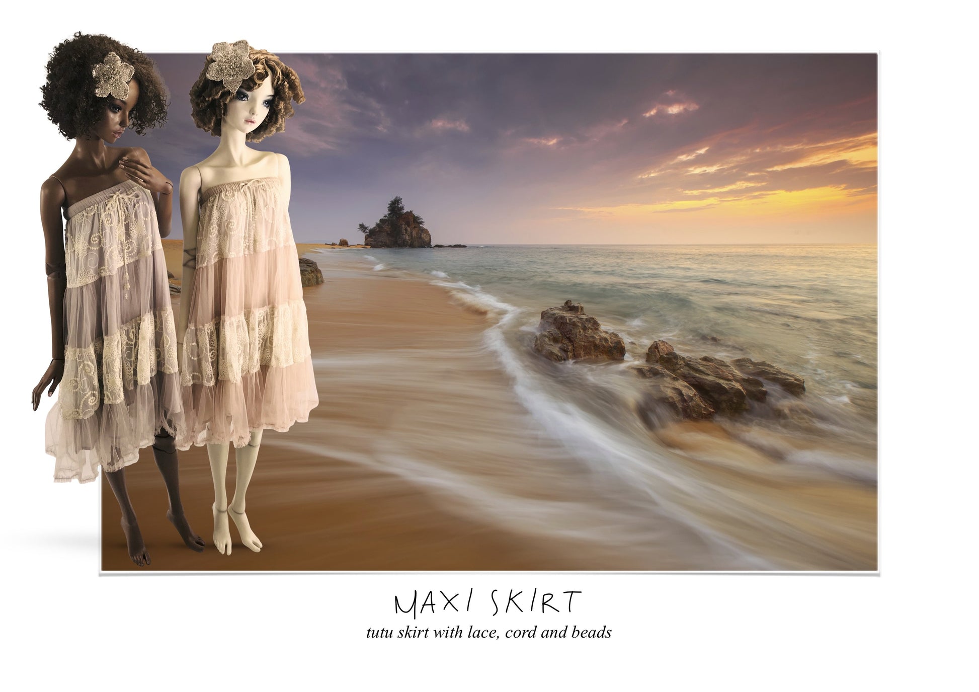DOLLY by Le Petit Tom ® BOHO maxi skirt mauve - DOLLY by Le Petit Tom ®