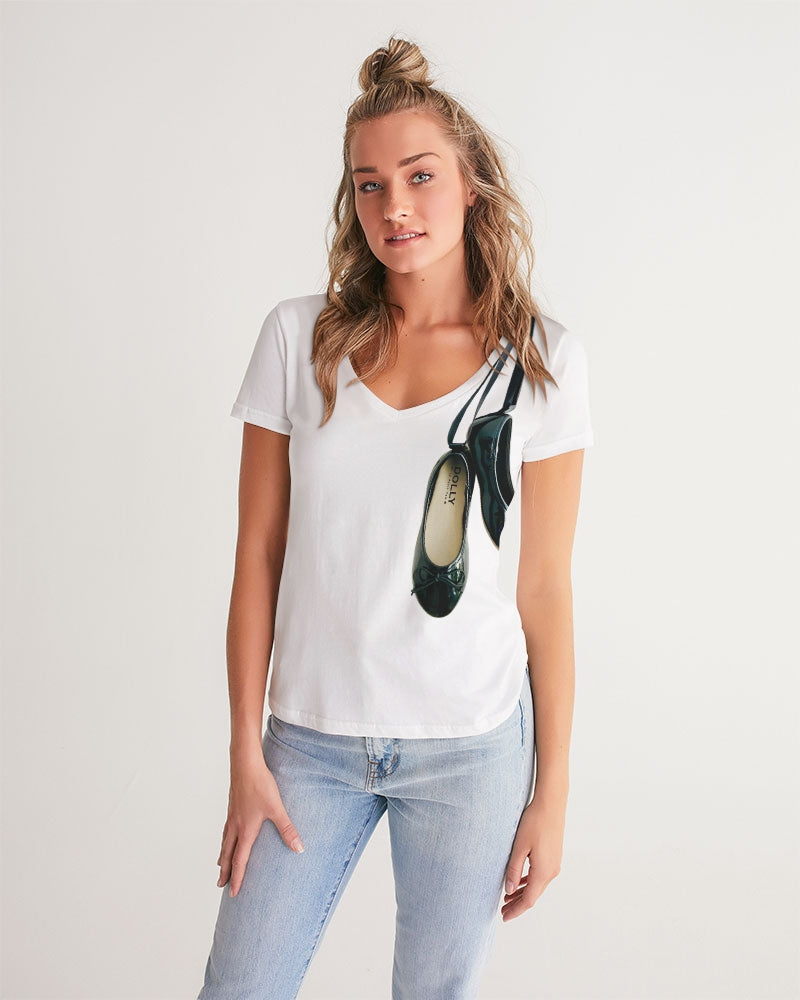 Camiseta de mujer con cuello de pico DOLLY Black Ballerinas 
