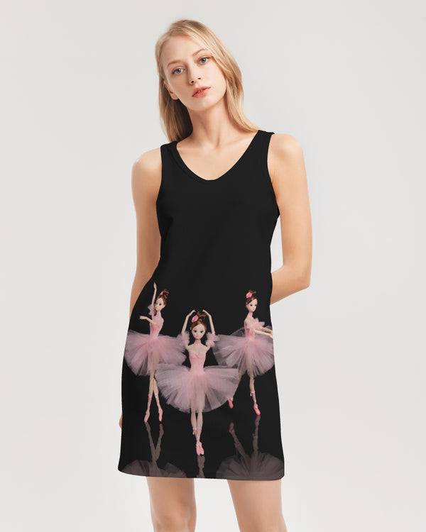 DOLLY ® Ballerina Dolls Pink Women's Rib Knit V Neck Mini Dress