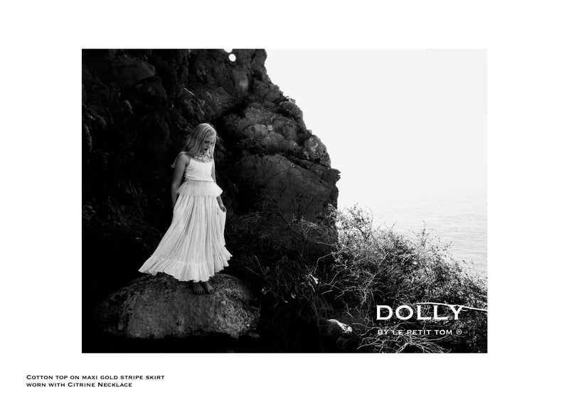 [ OUTLET!] DOLLY by Le Petit Tom ® JEWELER'S CRYSTALS gold stripe maxi skirt