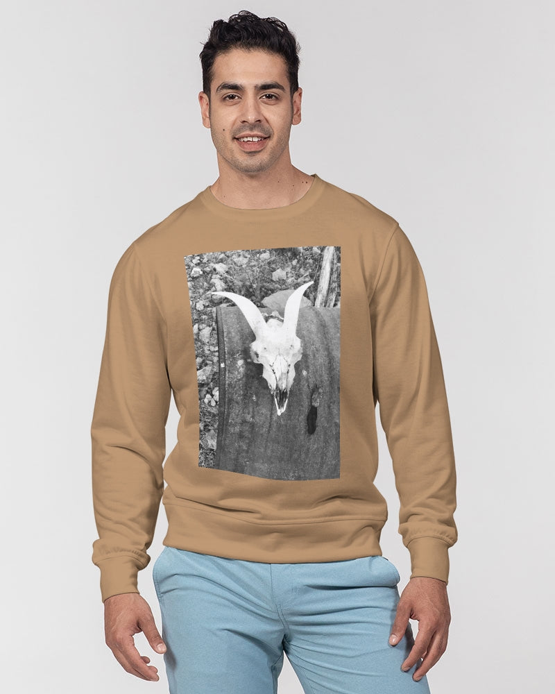 DASH CAPRICORN SKULL BROWN Men's Classic French Terry Crewneck Pullover