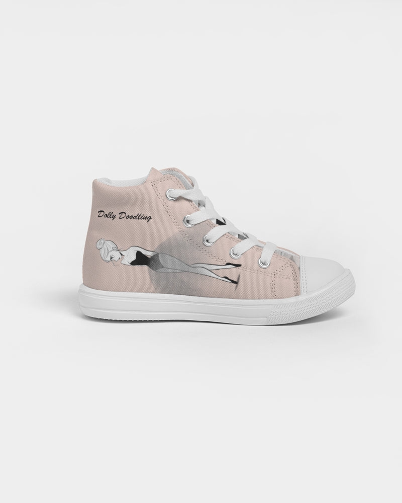 DOLLY DOODLING DOLLY PINK Kids Hightop Canvas Shoe