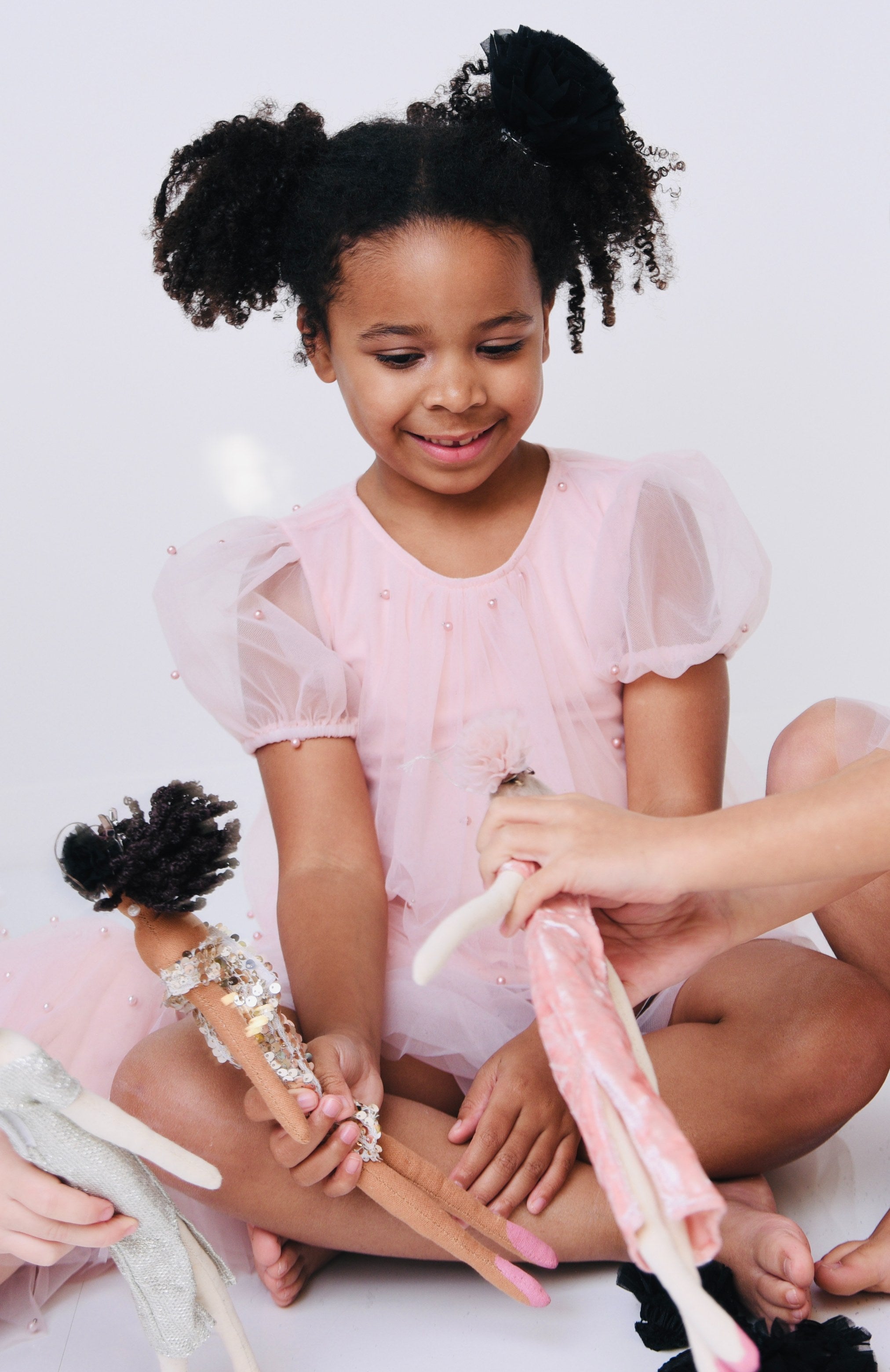 DOLLY FASHION BALLERINA RAG DOLL DARK SKIN CURLY HAIR BLACK