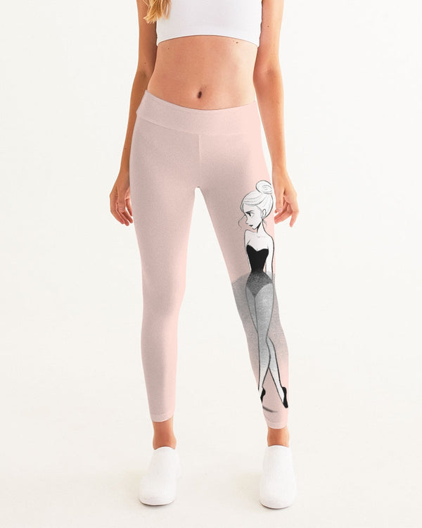 DOLLY DOODLING Ballerina Ballet Blush Pink Pantalones de yoga para mujer