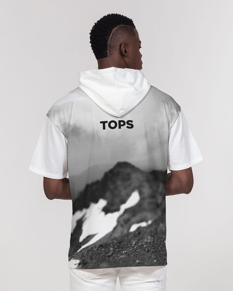 DASH TOPS Sudadera con capucha de manga corta de peso pesado premium para hombre