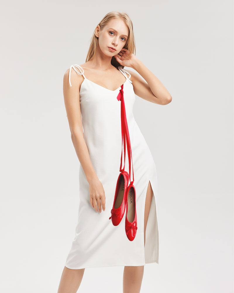 DOLLY RED BALLERINAS Women's Tie Strap Split Dress white
