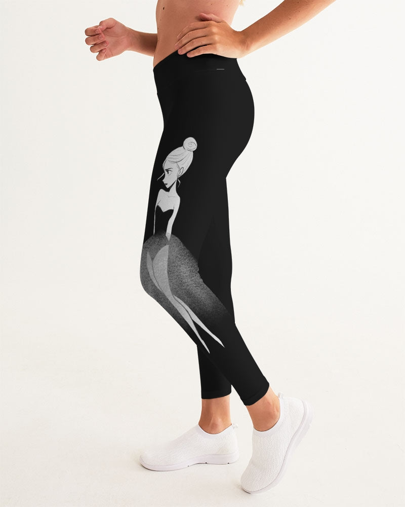 DOLLY DOODLING Ballerina Black Women's Yoga Pants