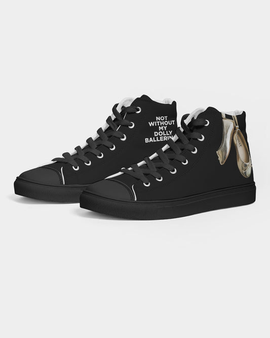 NOT WITHOUT MY DOLLY BALLERINAS WITH GOLD BALLERINAS Women's Hightop Canvas Shoe black