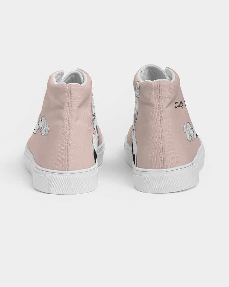 DOLLY DOODLING Ballerina Ballet Blush Pink Women's Hightop Canvas Shoe