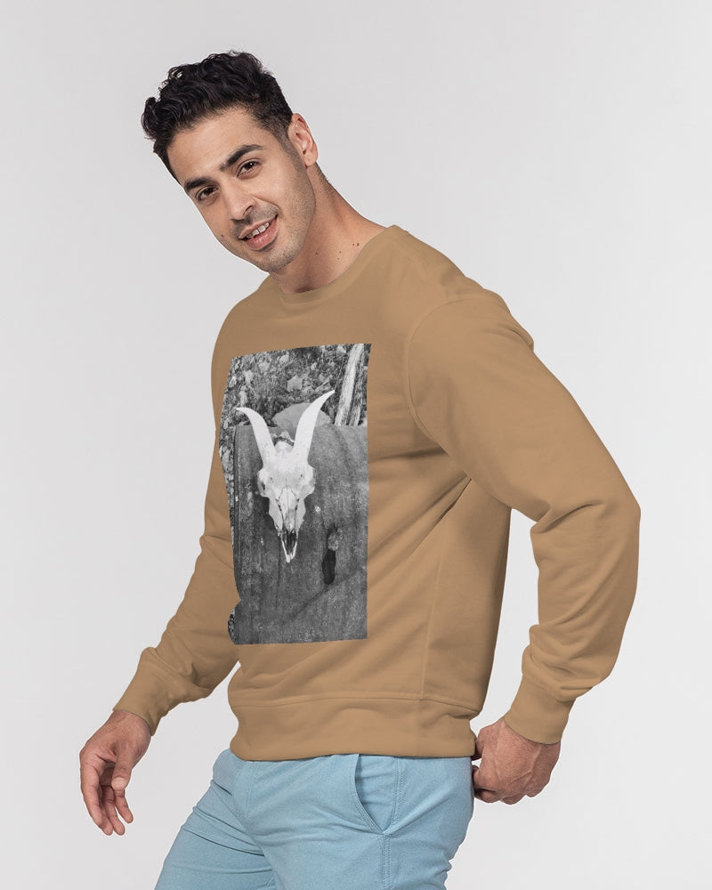 DASH CAPRICORN SKULL BROWN Men's Classic French Terry Crewneck Pullover