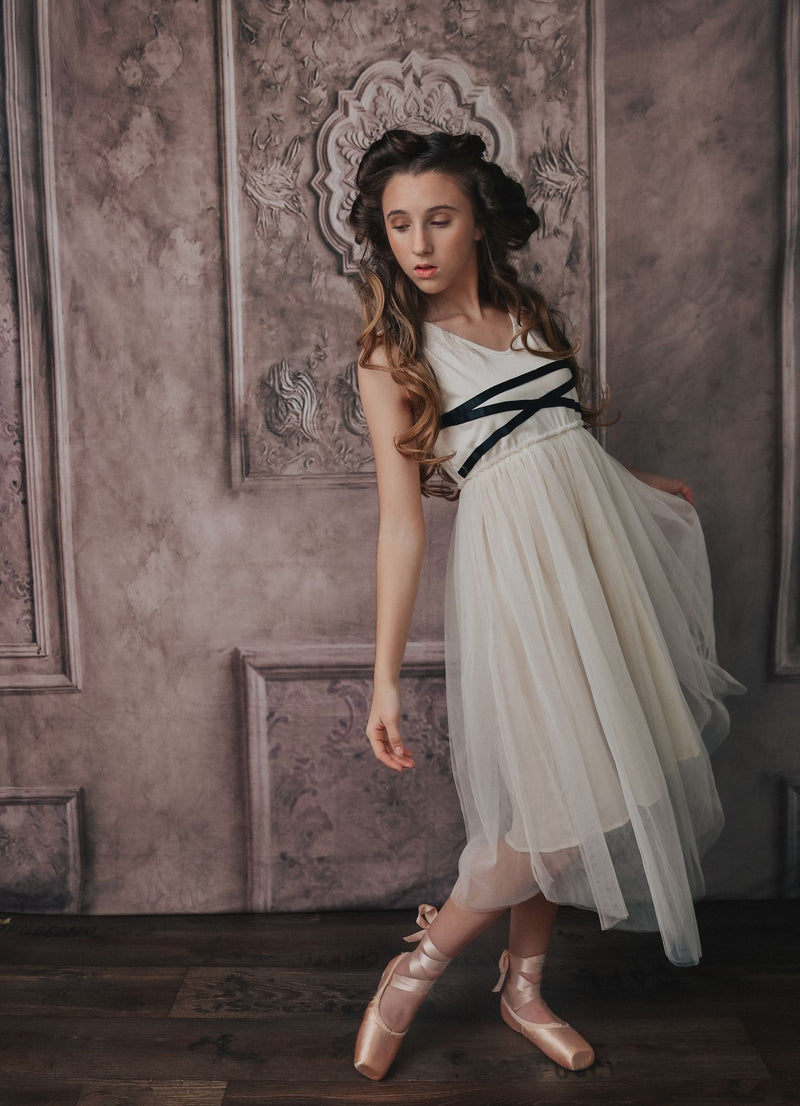 DOLLY GOLIGHTLY BALLERINA LACE UP WAIST DRESS  I ♥COFFEE