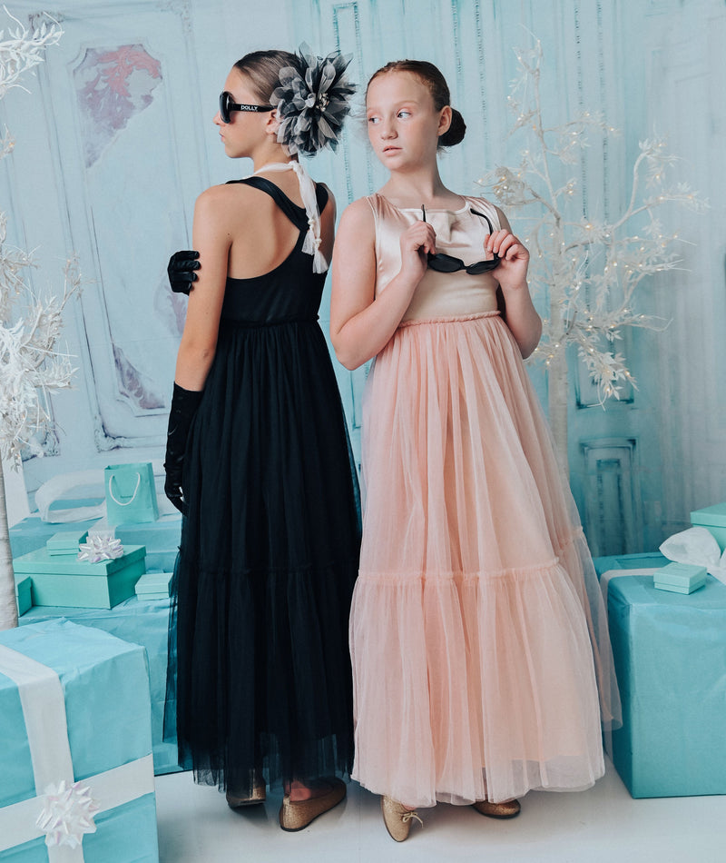 DOLLY GOLIGHTLY Desayuno en Tiffany's VESTIDO MAXI DE SATÉN CON TUTÚ ballet pink