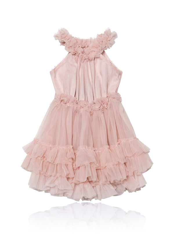 DOLLY by Le Petit Tom ® VESTIDO DE DANZA DE CHIFÓN CON VOLANTES rosa ballet