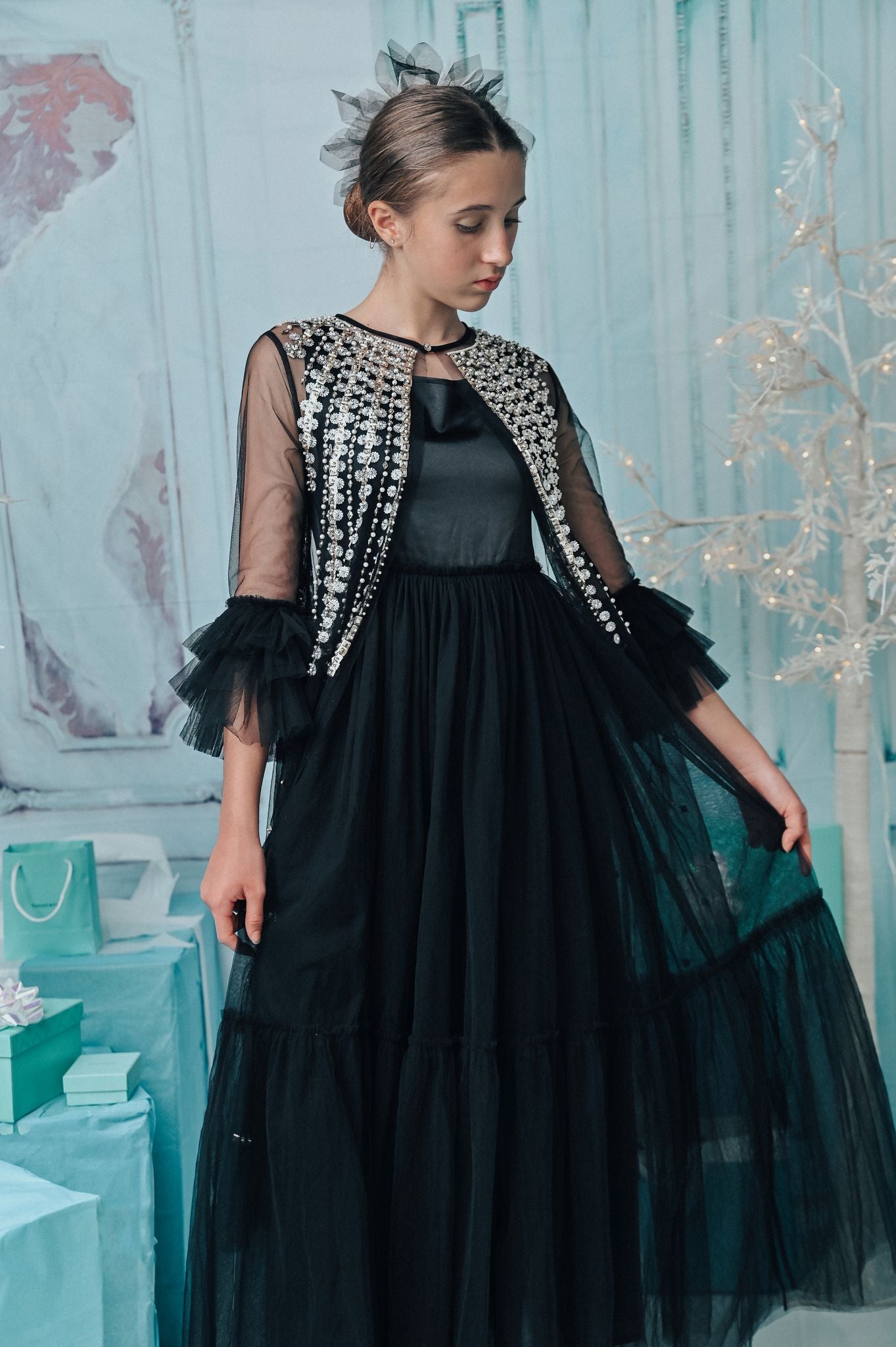 DOLLY GOLIGHTLY Breakfast @ Tiffany's SATIN MAXI TUTU DRESS black